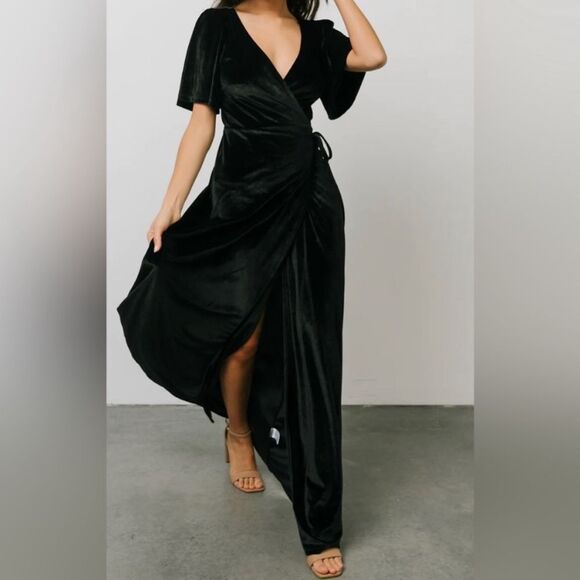 Baltic Børn Andi Emerald Maxi Velvet Ribbed Wrap Dress size S - Picture 1 of 9